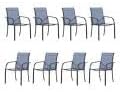 Patio Chairs Set of 8, Outdoor Dining Chairs with Breathable Textilene Fabric, Stackable Patio Chairs for Lawn, Garden, Backyard, Poolside, Blue