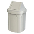 42 Gallon Round 100% Recycled Plastic Indoor or Outdoor Commercial Trash Can with Easy Access Swing Top Lid | Great for Schools and Businesses - Light Granite