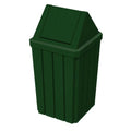 32 Gallon Square Slatted 100% Recycled Plastic Heavy Duty Outdoor Commercial Trash Can with Swing Top Lid | Great for Schools and Businesses - Green Granite