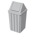 32 Gallon Square Slatted 100% Recycled Plastic Indoor or Outdoor Commercial Trash Can with Easy Access Swing Top Lid | Great for Schools and Businesses - Light Granite