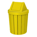 42 Gallon Round Slatted 100% Recycled Plastic Heavy Duty Outdoor Trash Can with Swing Top Lid - Yellow