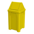 32 Gallon Square 100% Recycled Plastic Heavy Duty Outdoor Commercial Trash Can with Swing Top Lid | Great for Schools and Businesses - Yellow