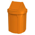 42 Gallon Round 100% Recycled Plastic Indoor or Outdoor Commercial Trash Can with Easy Access Swing Top Lid | Great for Schools and Businesses - Orange