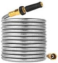 Metal Garden Hose 200 FT - 304 Stainless Steel Water Hose 200 FT - Expandable Short Flexible Garden Hose,no Kink Explosion, no Bite