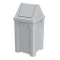 32 Gallon Square 100% Recycled Plastic Heavy Duty Outdoor Commercial Trash Can with Swing Top Lid | Great for Schools and Businesses - Light Granite