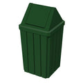 32 Gallon Square Slatted 100% Recycled Plastic Heavy Duty Outdoor Commercial Trash Can with Swing Top Lid | Great for Schools and Businesses - Green