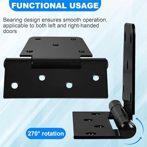 Heavy Duty Gate Hinges 3.5 inch 2 Pack Extra Thick Industrial T Hinges Barn Door Hinges Shed Door Hinges for Large Wooden Gates Wood Fence Outdoor - Black Iron Finish (Screws Included)