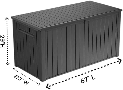 Outdoor/Indoor Storage Deck Box, 170 Gallon Capacity, Weather-Resistant Resin, Graphite
