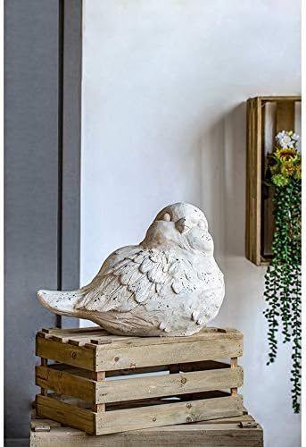 A&B Home Indoor Outdoor Large Vintage Bird Figurine Statue, 15.4 Inch Long, Off White