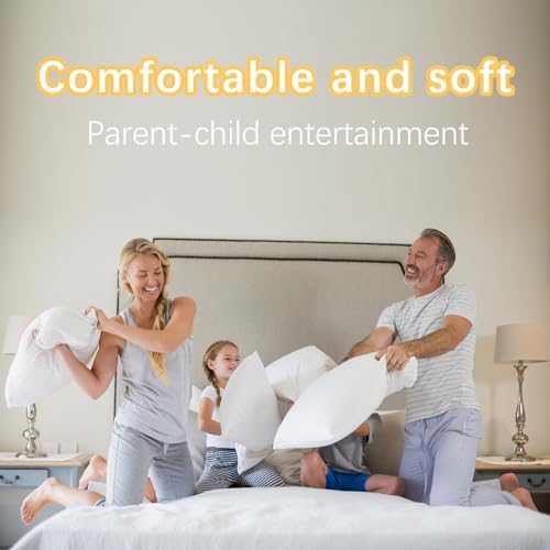 OKBA Throw Pillows Insert Set of 2, with 100% Cotton Cover, Bed and Couch - Indoor Hotel Decorative Pillows, 12x20 in White Pillows Inserts