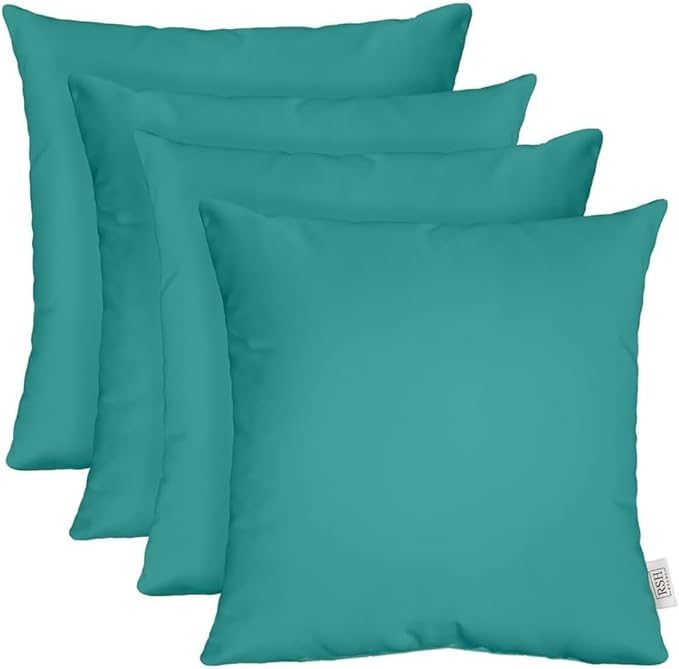 RSH DECOR: Square Throw Pillows Set of 4 | 17” x 17” | All-Weather Spun Fabric | Water and Fade-Resistant | Outdoor Accent Pillows for Patio Furniture | Cancun