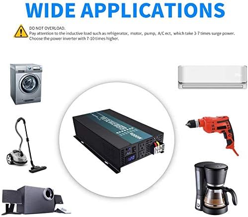 WZRELB 4000W 36V 120V Pure Sine Wave Power Inverter with 2 AC Outlets,Car Inverter