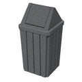 32 Gallon Square Slatted 100% Recycled Plastic Heavy Duty Outdoor Commercial Trash Can with Swing Top Lid | Great for Schools and Businesses - Dark Granite