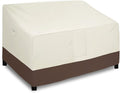 Easy-Going Heavy Duty Waterproof Outdoor 2-Seater Patio Couch Cover - Windproof with Air Vent (76Wx40Dx33H inch, Beige/Dark Brown)