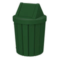 42 Gallon Round Slatted 100% Recycled Plastic Indoor or Outdoor Commercial Trash Can with Easy Access Swing Top Lid | Great for Schools and Businesses - Green Granite