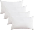 Covers & All Premium Rectangle ThrowPillow Inserts with Covers Set of 4, 12 x 20 Inches White, Decorative Cushions for Couch Sofa Home Decor Office Travel UV Resistant Waterproof Soft Cushions Pillows