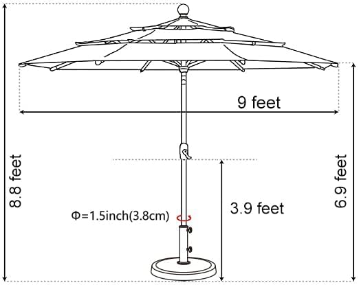 EliteShade USA Solar 9ft 3 Tiers Market Umbrella with 80 LED Lights Patio Umbrellas Outdoor Table with Ventilation and 5 Years Non-Fading Top,Royal Blue