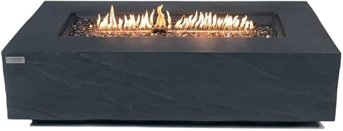 AMS Fireplace | Elementi Plus | Cape Town | 56" Rectangular Slate Black Concrete Natural Gas Fire Pit Table
