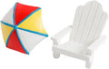 TOYANDONA 2pcs Beach Zen Garden Decor Mini Chair Sun Umbrella Sandbox Accessories Nautical Miniature Doll House Ornament Kits for DIY Fairy Garden Plant Cake Decoration