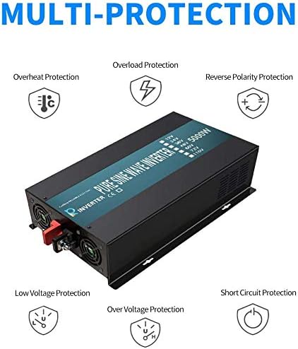 WZRELB 5000W 48V 120V Pure Sine Wave Power Inverter with 2 AC Outlets,Car Inverter