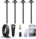 Gardenreet 12V Brass Landscape Black Path Lighting Kit (4 Pack Path Lights) with 75W Low Voltage Transformer and 100 Feet Cable and 20Pack Wire Connectors for Outdoor House Garden Patio Walkway