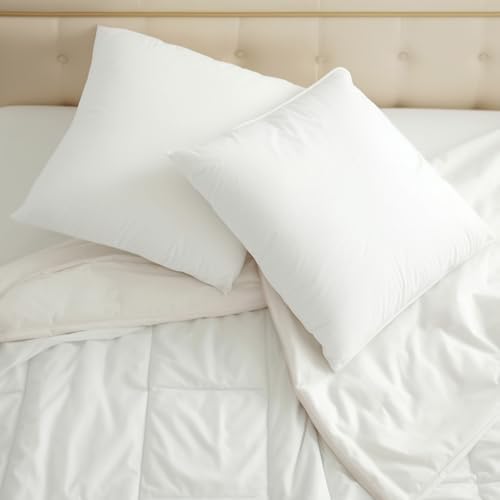 OKBA Throw Pillows Insert Set of 2, with 100% Cotton Cover, Bed and Couch - Indoor Hotel Decorative Pillows, 12x20 in White Pillows Inserts