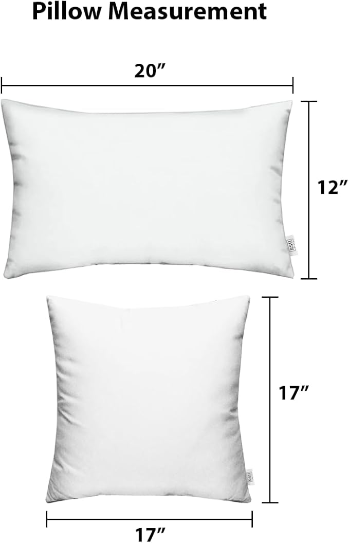RSH DECOR: Sunbrella Lumbar & Square Pillows Set of 4 | 20" x 12" & 17" x 17" | Water and Fade-Resistant Performance Fabric | Outdoor Throw Pillows for Patio Furniture | Canvas Forest Green