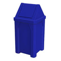 32 Gallon Square 100% Recycled Plastic Heavy Duty Outdoor Trash Can with Swing Top Lid - Blue