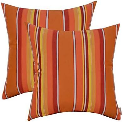 RSH DECOR: Sunbrella Square Throw Pillows Set of 2 | 20" x 20" | Water and Fade-Resistant Performance Fabric | Outdoor Pillow Covers with Down-Alternative Inserts | Dolce Mango
