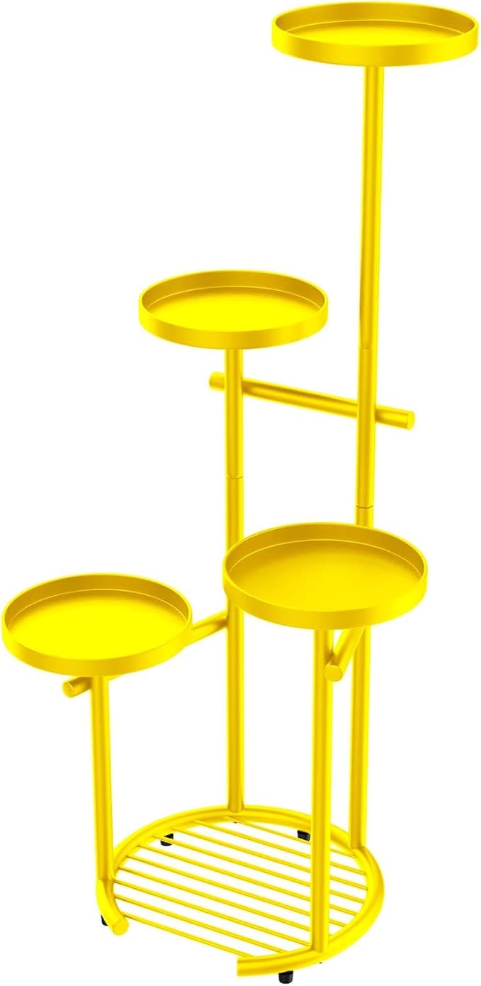 TOSKING 5 Tier Metal Plant Stand Indoor， Plant Shelf, Corner Shelf Flower Pot Stand for Outdoor Plant Stand for Living Room Balcony Garden Patio Bedroom (yellow, 38in)