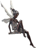 Sitting Fairy Garden Statue,Angel Yard Statues Outdoor,Fairy Gifts for Women Garden Fairy Figurines Outdoor Decor (Brown)