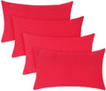 Covers & All Premium Rectangle ThrowPillow Inserts with Covers Set of 4, 16 x 24 Inches Red, Decorative Cushions for Couch Sofa Home Decor Office Travel UV Resistant Waterproof Soft Cushions Pillows