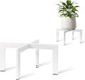 IZIDDO 4 Pack Plant Stand Indoor Outdoor,Metal Mid-Century Pot Stand,Modern Plant Holder Rattan Flower Plant Stool,Low Short Plant Stands for Indoor Fit 5-12 Inch Pot,White(Pot & Plant Not Included)