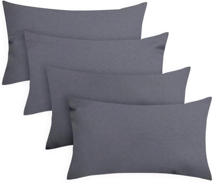 Covers & All Premium Square Throw Pillow Inserts with Covers Set of 4, 14 x 22 Inches Charcoal Gray, Decorative Cushions for Couch Sofa Home Decor Office Travel UV Resistant Waterproof Soft Cushions