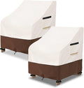 Patio Chair Covers 2 Pack - Waterproof Heavy Duty Patio Furniture Covers for Outdoor Lounge Deep Seat Chair(28 W x 30 D x 32 H inches) Beige & Brown