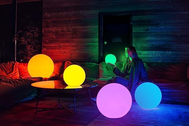 LOFTEK Pool LED Light Ball - 12-inch Sphere Lamp Rechargeable - 16 RGB Cool Lamp for Bedroom Ambient Lighting - Smart Night Light for Baby Nursery - Waterproof Light for Yard & Pool Decor, 1PCS