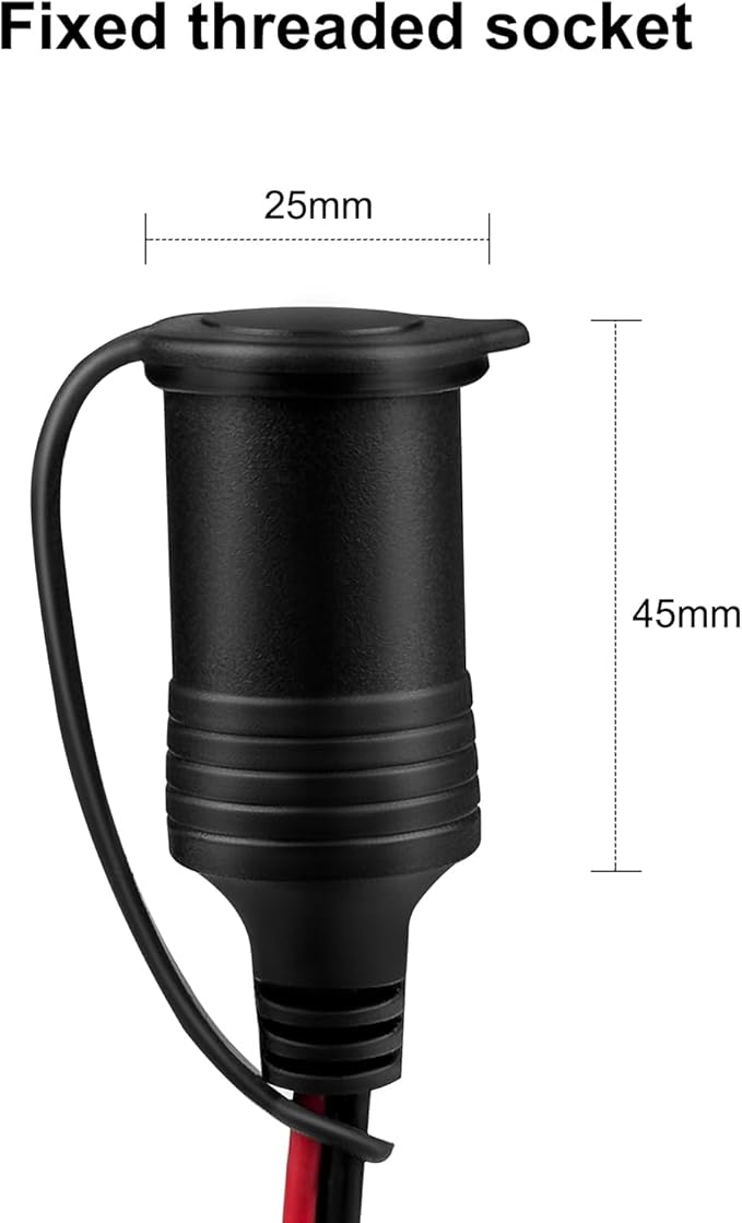 LVYUAN Cigarette Lighter Socket with Battery Alligator Clip, Female Cigarette Lighter Socket to 12V Battery Alligator Clips Charger Extension Cord Automotive Battery Clip-On Extension Cable (3FT)