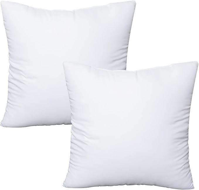 OKBA Throw Pillows Insert Set of 2, with 100% Cotton Cover, Bed and Couch - Indoor Hotel Decorative Pillows, 18x18in White Pillows Inserts