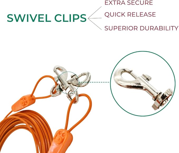 IntelliLeash Tie-Out Cables for Dogs: Strong, Safe, and Durable Dog Tie-Outs for Every Breed: 125 lb / 20 ft