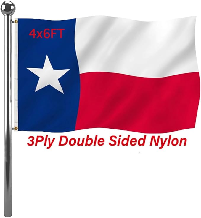 Jayus Double Sided Texas State TX Flags 4x6 FT Outdoor- 320D Heavy Duty Nylon Republic of Texas Flag Banner with 2 Grommets