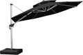 PURPLE LEAF 12 Feet Double Top Round Deluxe Patio Umbrella Offset Hanging Umbrella Outdoor Market Umbrella Garden Umbrella, Black