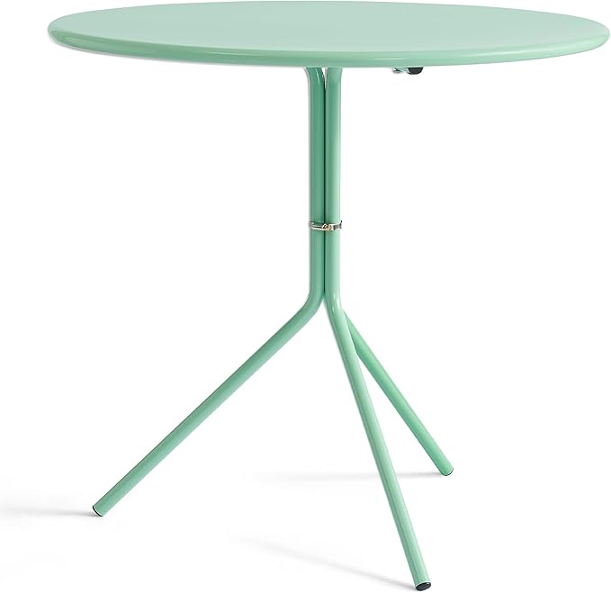 Minimalist Design 31.5 Inch Diameter Round Metal Patio Table, Bistro Table, Dining Table, Suitable for Indoor and Outdoor Cafes and Restaurants (Seaglass Green)
