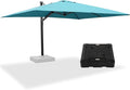 PURPLE LEAF 10' X 13' Rectangle Patio Umbrella with Base Large Windproof Offset Hanging Outdoor Umbrella Cantilever Umbrella Outdoor Patio Turquiose