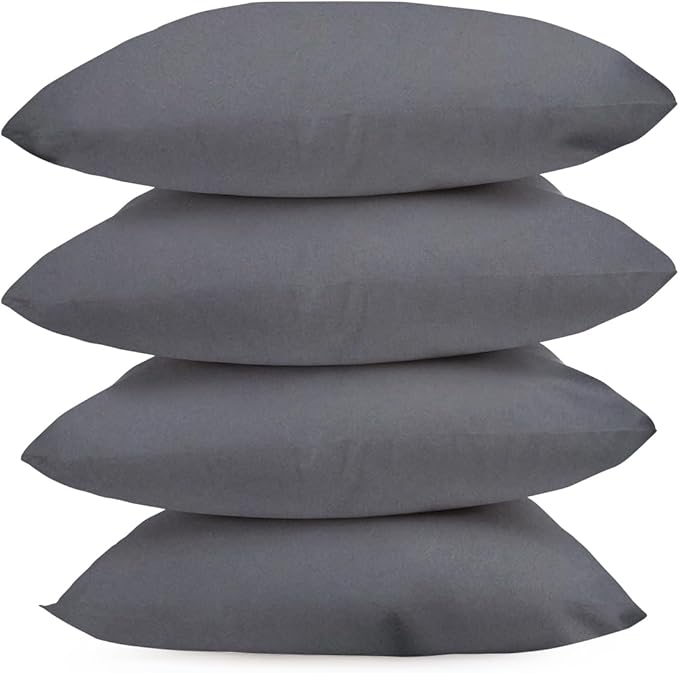 Covers & All Premium Square Throw Pillow Inserts with Covers Set of 4, 24 x 24 Inches Charcoal Gray, Decorative Cushions for Couch Sofa Home Decor Office Travel UV Resistant Waterproof Soft Cushions