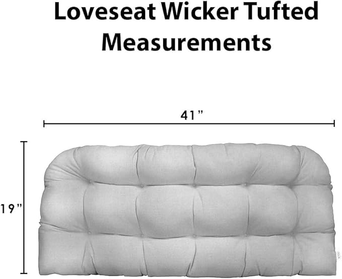 RSH DECOR: Sunbrella Tufted Wicker Loveseat Cushion | 41” x 19" | Water and Fade-Resistant Performance Fabric | Outdoor Settee Cushion for Patio Furniture | Canvas Sunflower Yellow