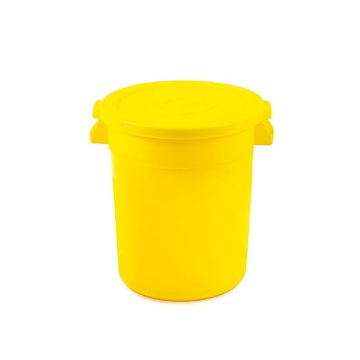 20 Gallon Trash Can With Lid Round Ingredient Storage Containers Recycling Bin Kitchen Garbage Can Office Garbage Can Trash Barrel Plastic Barrel Yard Waste Bin Outdoor Trashcan (2, Yellow)