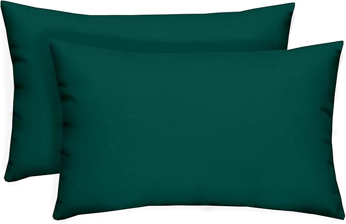 RSH DECOR: Lumbar Throw Pillows Set of 2 | 20” x 12" | All-Weather Spun Fabric | Water and Fade-Resistant | Outdoor Support Pillows for Patio Furniture | Peacock