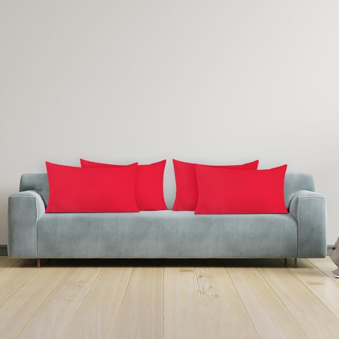 Covers & All Premium Rectangle ThrowPillow Inserts with Covers Set of 4, 14 x 22 Inches Red, Decorative Cushions for Couch Sofa Home Decor Office Travel UV Resistant Waterproof Soft Cushions Pillows