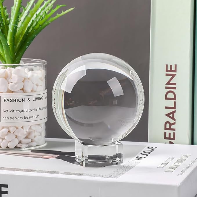 Modaier Clear Crystal Ball 100mm/3.9 inch Fortune Teller Accessories,Halloween Decor,Magic,Feng Shui,Witchcraft,Scrying,Decorative Ball,Lensball Photography,Quartz Crystal Sphere Prop Glass Orb