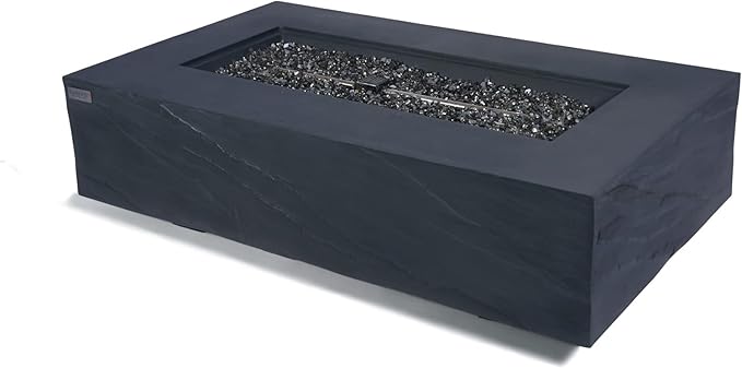 AMS Fireplace | Elementi Plus | Cape Town | 56" Rectangular Slate Black Concrete Natural Gas Fire Pit Table